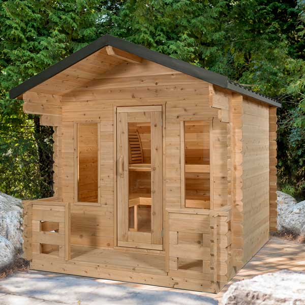CT Georgian Cabin Electric Heater Sauna with Porch